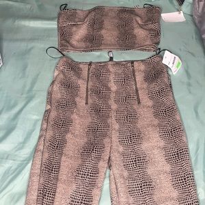 Snake skin two piece pants set
